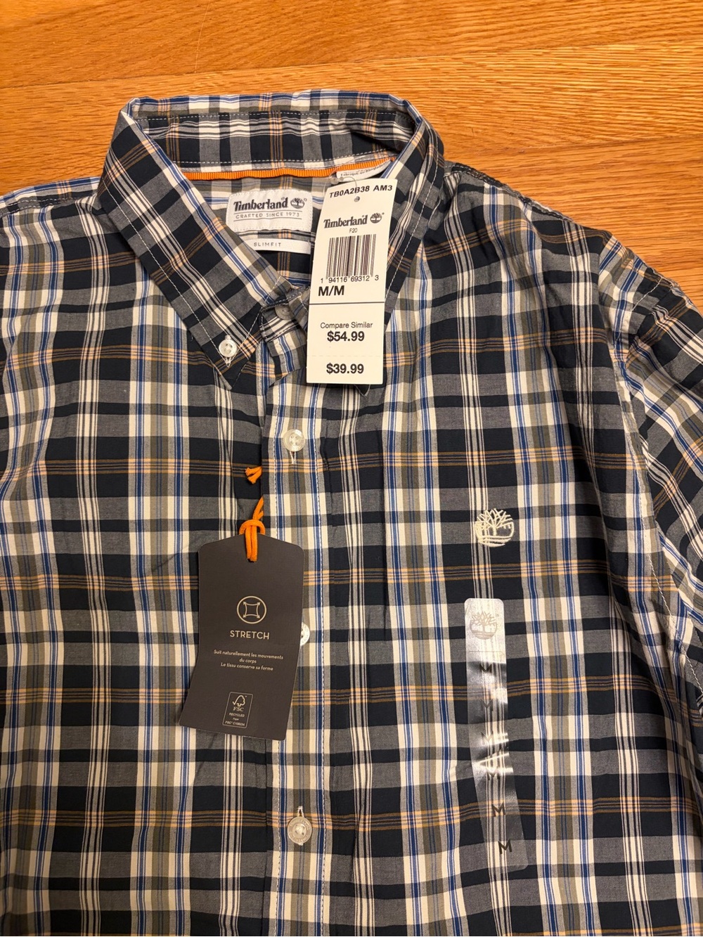 Timberland Plaid Button-Down Shirt in Navy, White & Tan